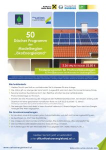 Mehr über den Artikel erfahren ökoEnergieland – 50 Dächerprogramm Verlängerung