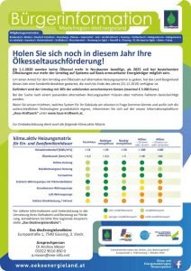 Mehr über den Artikel erfahren ökoEnergieland – Bürgerinformation – Raus aus dem Öl
