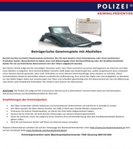 Mehr über den Artikel erfahren Betrügerische Gewinnspiele mit Abofallen
