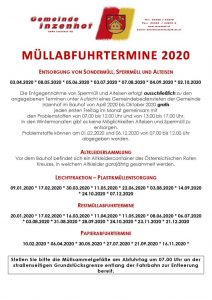 Mehr über den Artikel erfahren Müllabfuhrtermine 2020