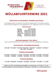Mehr über den Artikel erfahren Müllabfuhrtermine 2021