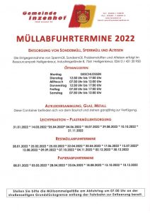 Read more about the article Müllabfuhrtermine 2022