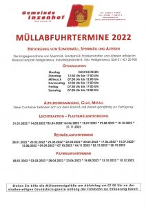 Mehr über den Artikel erfahren Müllabfuhrtermine 2022