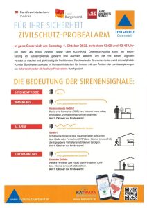 Mehr über den Artikel erfahren Zivilschutz-Probealarm 2022