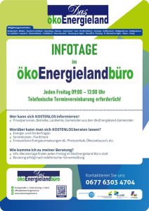 Mehr über den Artikel erfahren Infotage im ÖkoEnergielandbüro