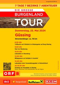 Read more about the article DIE GROSSE BURGENLAND TOUR am Donnerstag, 23. Mai 2024