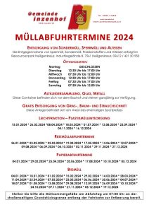 Read more about the article Müllabfuhrtermine Inzenhof 2024