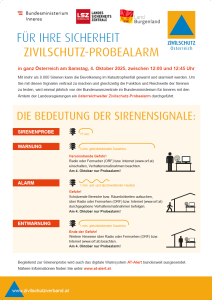 Mehr über den Artikel erfahren ZIVILSCHUTZ-PROBEALARM in ganz Österreich am Samstag, 4. Oktober 2025, zwischen 12:00 und 12:45 Uhr