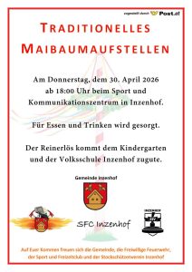 Mehr über den Artikel erfahren Maibaumaufstellen am 30.04.2026 um 18:00 Uhr